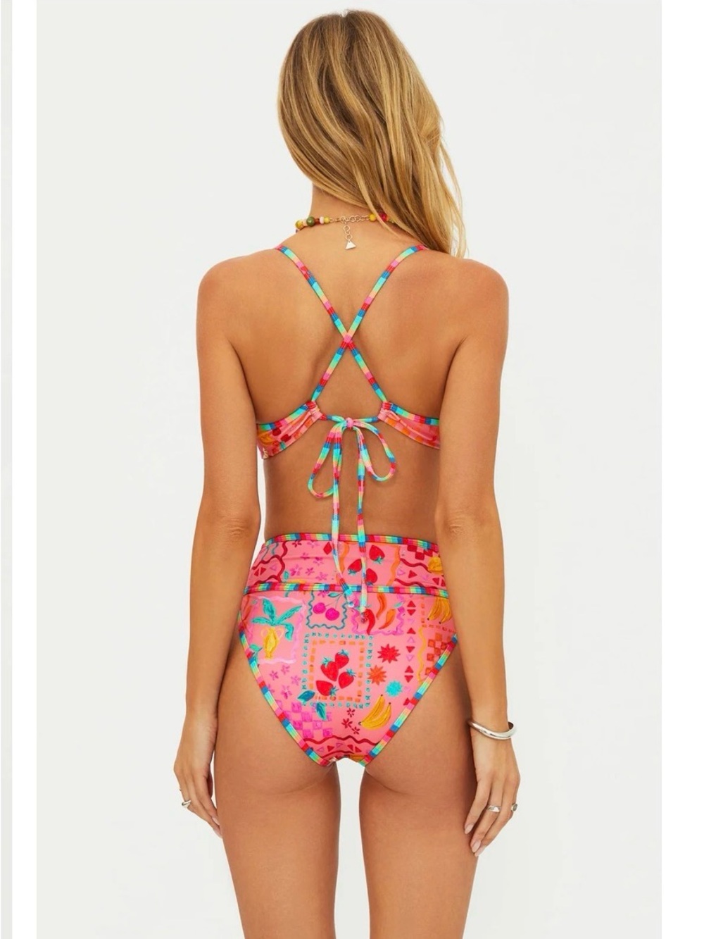 Beach Riot Pink Multicolor Patterned Underwire Bikini Top - Picture 2 of 2